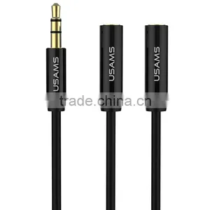 USAMS 50cm Hifi Rca Jack Cable Female to 3.5 Male Stereo Audio Cable Extension Aux Cable for IPhone 6s Headphone Speaker MT-5750 thumbnail-1