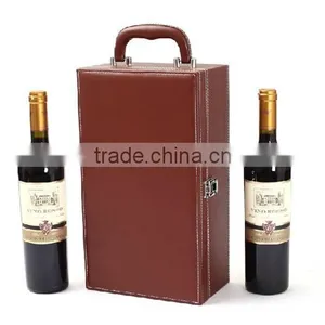 Factory Hot Sell Handmade Two Bottles Wine Leather Box thumbnail-4