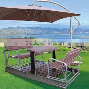Hotsale Luxury Outdoor Wicker Restaurant Coffee Shop 4-seat Swing Chair Garden thumbnail-3