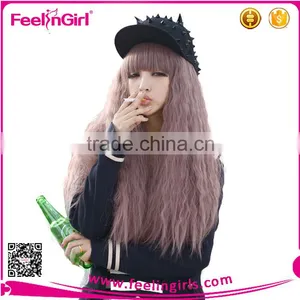 Taro Afro Curly Loose Wave Chic Neat Bang Cosplay Wig thumbnail-3