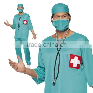 Adult Surgeon Fancy Dress Costume Scrubs Doctor Hospital Uniform Stag Night thumbnail-1