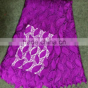 African Embroidery Design Net Lace Guirpure Lace Fabric Purple Color Dress for Party thumbnail-1