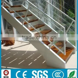 High Quality Wooden Treads Glass Railiing Straight Staircase -YUDI thumbnail-2