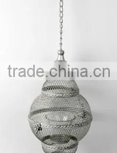 100350SA- Hanging Metal Wire Cage Candle Lantern W/stick thumbnail-1