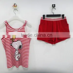 Leisure Cute Snoopy Dog Stripe Harness Pajamas Woman thumbnail-2