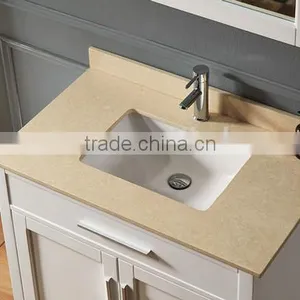 Modern Single Basin Wash Basin Cream Color Solid Oak Wood Bathroom Vanity NO.1001A thumbnail-3