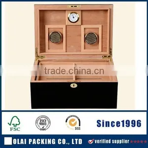 Top-market Luxury Black Wood Cigar Humidor thumbnail-1