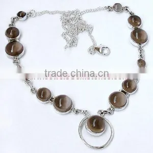 Necklece With Beaded Chain, Silver Jewelry thumbnail-1