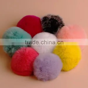 Dye Fur Pompoms / Real Rex Rabbit Fur Pom Pom Wholesale / Fur Pom Keychain thumbnail-5
