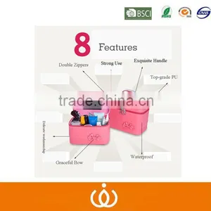 2016 Beauty Cosmetic Bag Traveling Cosmetic Handle Box With Mirror Inside thumbnail-1