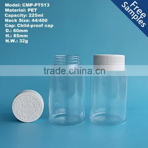 225ml Clear Wide Mouth Plastic PET Bottle, Food Grade Medicine Bottle , Capsule Bottle thumbnail-1