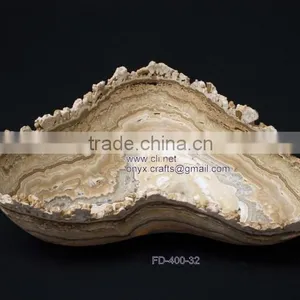 Cheap Albaster Onyx Stone Fruit Bowl Handcarved thumbnail-1