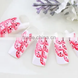 70pcs Pre-design French Artificial Nails Printed Flower False Nails thumbnail-1