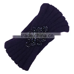 New Style Women Winter Crochet Headbands-rhinestone Flower Crochet Headband thumbnail-5