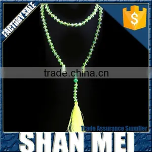 Fashion Necklace Double Layer Wood Beads Chain Necklace With Fluorescent Green Tassel thumbnail-6