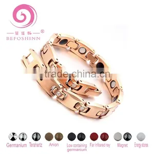 New Product Rose Gold Fashion Rhinestone Titanium Women Cubic Zirconia Magnets Cross Germanium Health Bracelet thumbnail-2