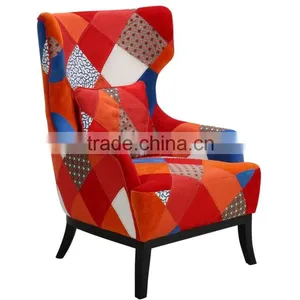 Luxury High Back Wing Patchwork Chairs for Living Room thumbnail-1
