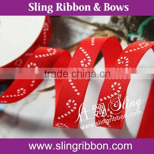 Red Ribbon With Christmas Unbrella Hook Printed For Decoration thumbnail-1