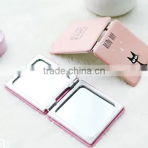 High Quality Square Compact Mirror Customzied Pu Leather Make Up Mirror Different Color Round Shape Leather Makeup Mirror thumbnail-5