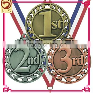 Custom Gold Silver Bronze Sports Medal With Ribbon thumbnail-1