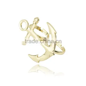 Fashion Jewelry Boat Anchor Dual Silver Ring thumbnail-1
