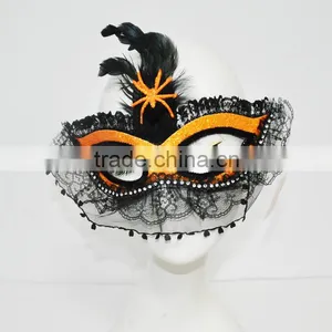 Halloween Glitter Party Mask With Spider thumbnail-1