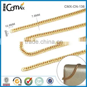 Fashion Yellow Gold Flat Tote Metal Handbag Chains Straps Purse Handle thumbnail-1