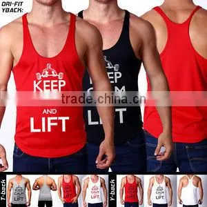 100% Cotton Y-back Mens Gym Singlet With Custom Printing,Top Quality Wholesale Gym Singlets,Men's Gym Singlets. Racerback Muscle thumbnail-1