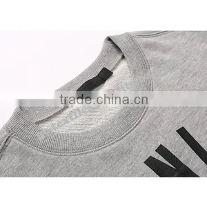 Men's Printed Round Neck Grey-Melange Fleece Sweater thumbnail-3