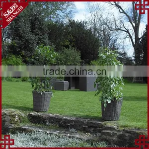 S&D Cheap& High Quality New Style PE Blow Molding Round Grey Wicker Laxury Rattan Plastic Flower Pot / Planter thumbnail-4