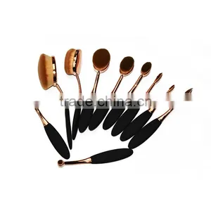 Tool Set Professional Rose Gold 10Pcs Oval Mermaid Makeup Brush Set thumbnail-6