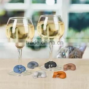 Silicone Colorful Cats Wine Glass Markers,Silicone Kitty Drink Markers thumbnail-2