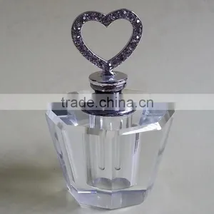 Small Empty Crystal Perfume Bottle With Jewelled Metal Alloy Top thumbnail-1