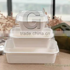 260ml/350ml/700ml Compostable Sugarcane Food Container With PET Lids thumbnail-1