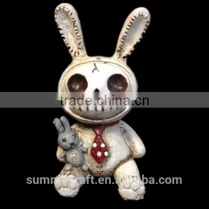 Resin Creepy Geek Style Rabbit Skull Figurine thumbnail-1