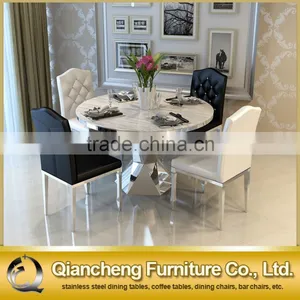 European Style 6 Seaters Stainless Steel Round Dining Table thumbnail-2