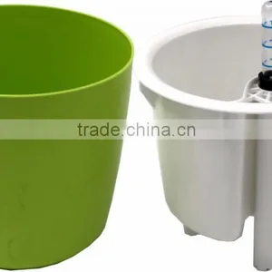 Round Self Watering Planter Flower Pot Home Office Garden Water Level Indicator thumbnail-2