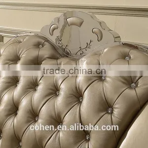 SF017 Master King Size Cow Leather Sofa With Stainless Steel Legs thumbnail-2