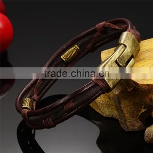 Cheap Price Multilayer Genuine Leather Men Bracelets Casual/Sporty Easy Alloy Hook Link Chain Men Jewelry thumbnail-5