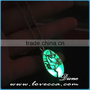 Luminous Necklace Magical Aqua Blue Tree Round Glow In Dark thumbnail-5