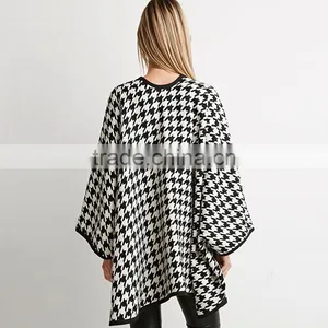 Women's Vintage Casual Oversized Batwing Print Cape Poncho Trench Coat Outwear thumbnail-4