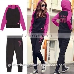 2pcs Suit Women Sport Tracksuit Outfits Zip Hooded thumbnail-1