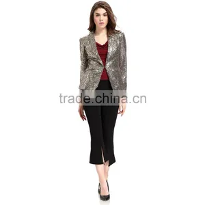 Domin Fashion Latest Sequin Fabric Women Coat Guangzhou Factory thumbnail-3