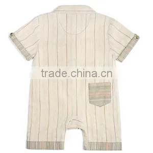 3 Months to 18 Months Linen Cotton Stripe Boys Rompers thumbnail-2