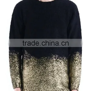 Men's Fashion Pullover Gold and Silver Foil Print Sweater Clothing thumbnail-1