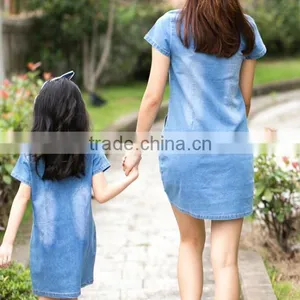 Zm35617a Casual Long Dresses Simple Mother Daughter Matching Dress thumbnail-4