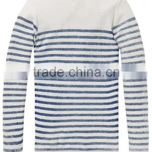 White Blue Stripe Letter Pattern Cotton Men Pullover Sweater thumbnail-2