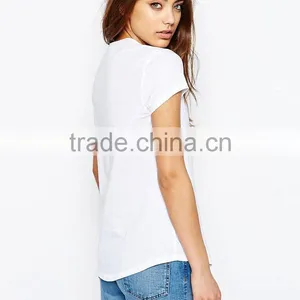 Guangzhou Shandao OEM Factory Summer Plain O-neck Short Sleeve 180g 40% Cotton 60% Polyster White Blank Women T Shirt thumbnail-2