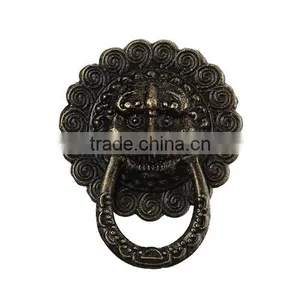 Antique Bronze Round Lion Face Pattern Carved Jewelry Wooden Box Pull Handle Dresser Drawer For Cabinet Door 23mm thumbnail-1