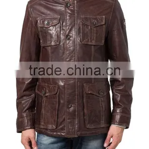 MEN Leather Brown Best Quality Sheep Leather Jacket thumbnail-1